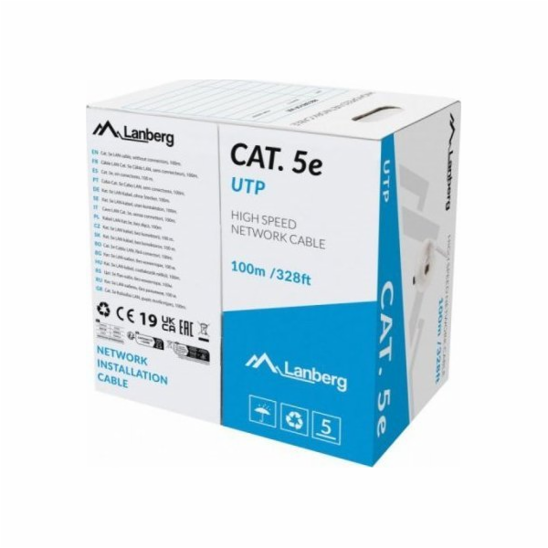 Lanberg LAN kabel UTP cat.5E 100M Wire CU grey fluke prošel
