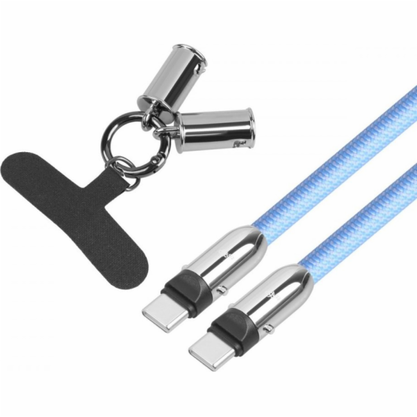TB 2v1 USB C kabel Lanyard 1m modrý
