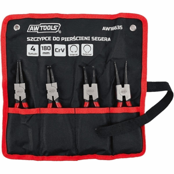 AWTools kleště na pojistné kroužky 180 4dílné pouzdro (AW...