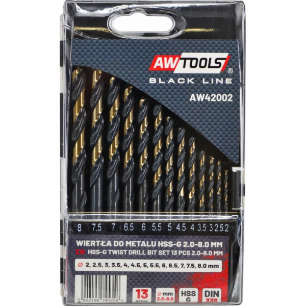 AWTools vrtačka DRILL METAL HSS M2 SET. 13KS/2- 8MM/ PREM...