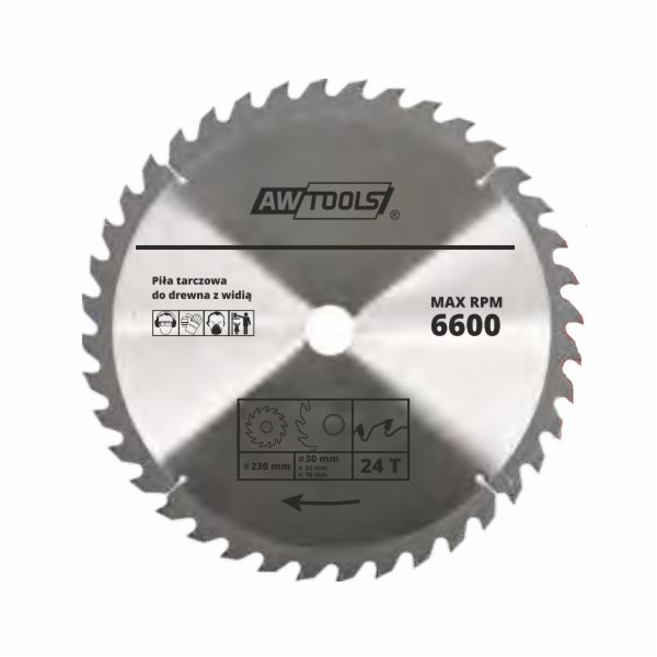 AWTools Kotoučová pila na dřevo 180 x 30/22/16 mm 40z (AW...