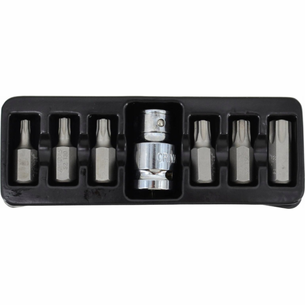 AWTools TORX BIT 7ks. T25 - T55 + ADAPTÉR, S OTVOROU BL A...