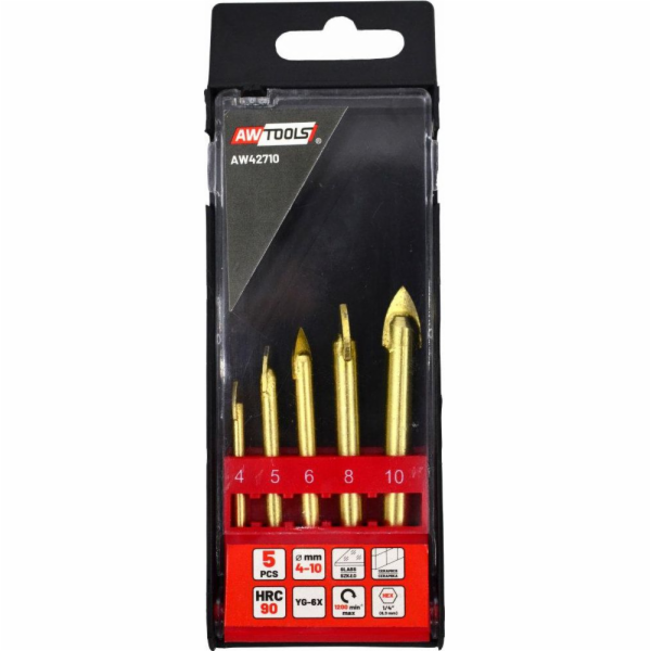 AWTools vrtačka SADA VRTÁKŮ NA SKLO A KERAMIKA 4-10MM 5ks...