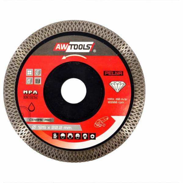 AWTools PLNÝ DIAMANTOVÝ DISK PRO KÁMEN 125x22,2 / CERAMIC...