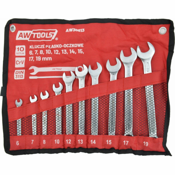 AWTools SADA OTEVŘENÝCH KLÍČŮ 10ks/6mm-19mm