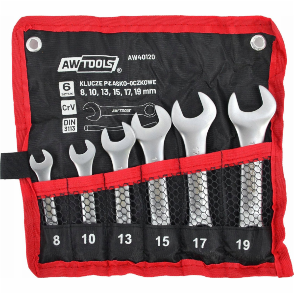 AWTools SADA KRÁTKÝCH OTEVŘENÝCH KLÍČŮ 6ks. /8mm-19mm/ (8...
