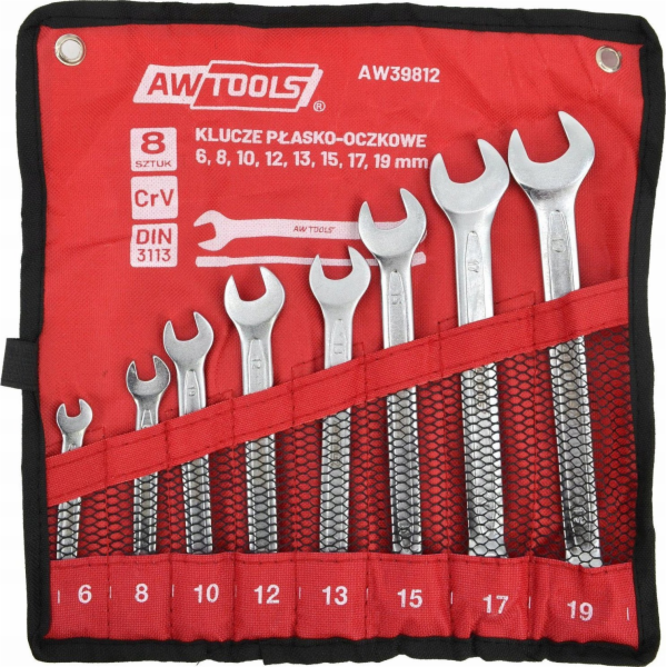 AWTools SADA OTEVŘENÝCH KLÍČŮ 8ks/6mm-19mm
