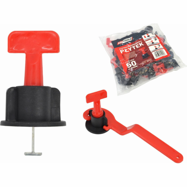 AWTools SYSTÉM VYROVNÁVÁNÍ OBKLADŮ 50ks. + KLÍČ