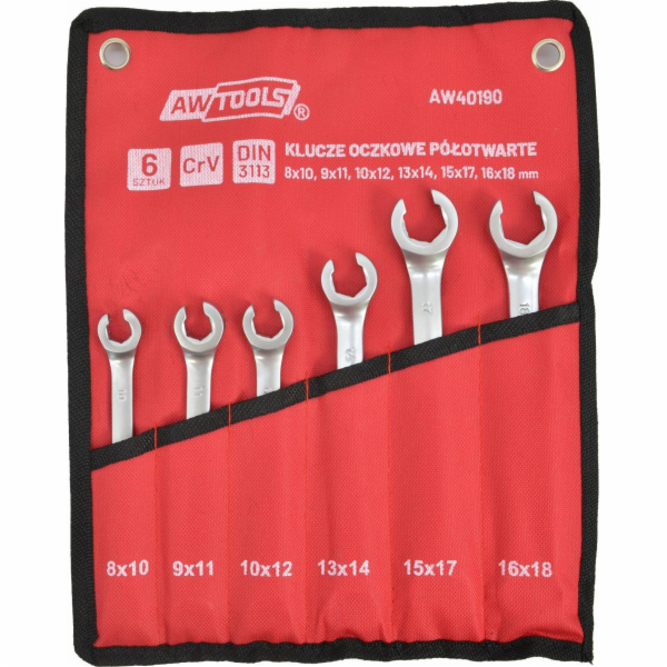 AWTools SADA POLOTEVŘENÝCH PLOCHÝCH KLÍČŮ, SADA 6 ks.