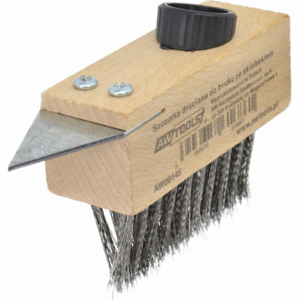 AWTools DRÁTĚNÝ KARTÁČ NA DLAŽBU SE škrabkou N/O