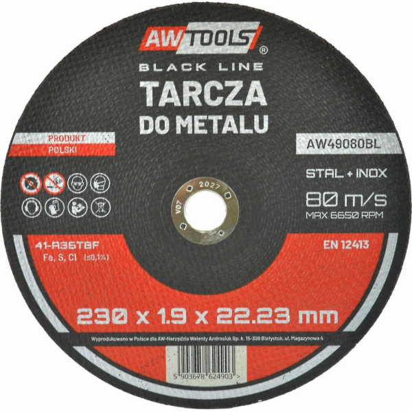 AWTools KOVOVÝ DISK 230*1,9mm BLACK LINE