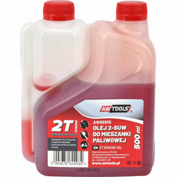 AWTools OLEJ PRO 2TAKTY PRO SMĚS PALIVA 0,5L ČERVENÝ