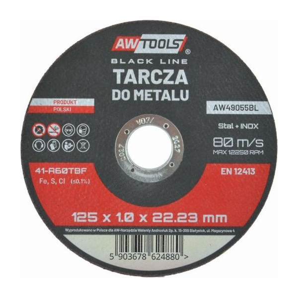 AWTools KOVOVÝ DISK 125*1,0mm BLACK LINE