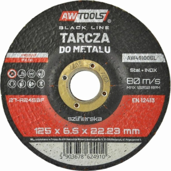 AWTools KOVOVÝ BRUSNÝ KOTOUČ 125*6,5mm BLACK LINE