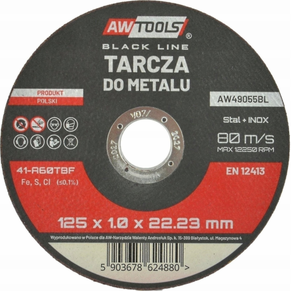 AWTools KOVOVÝ DISK 125*1,6mm BLACK LINE