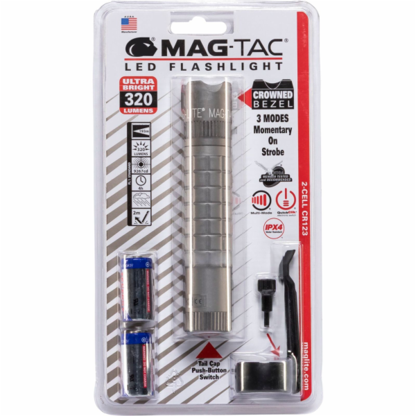 Maglite Mag-Tac crowned bezel  Taschenlampe grau