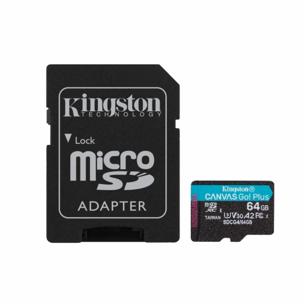 Kingston MicroSDXC karta 64GB Canvas Go! Plus, R:200/W:16...