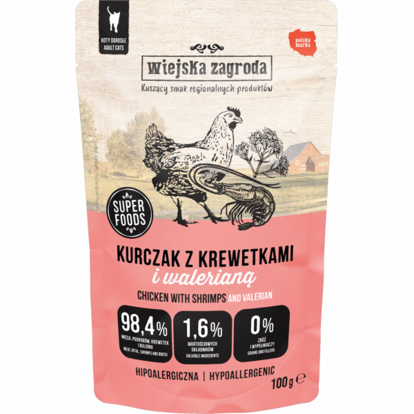 WIEJSKA ZAGRODA Kuře s krevetami a kozlíkem lékařským – m...