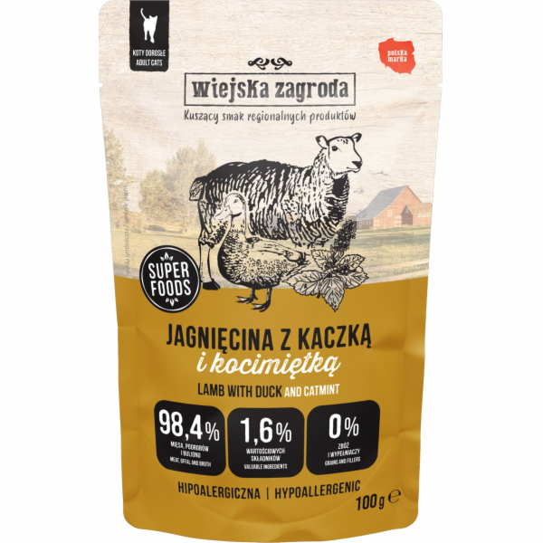 WIEJSKA ZAGRODA Jehněčí s kachnou a šantou kočičí – mokré...