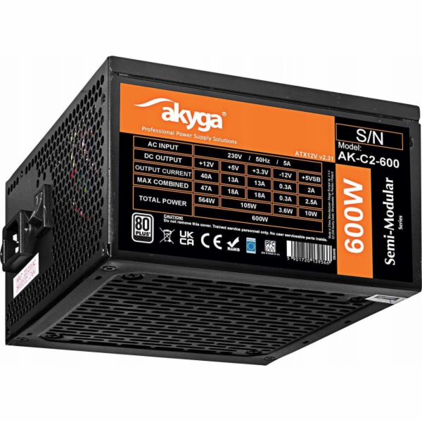 Zdroj Akyga Semi-modulární ATX zdroj AK-C2-600 600W