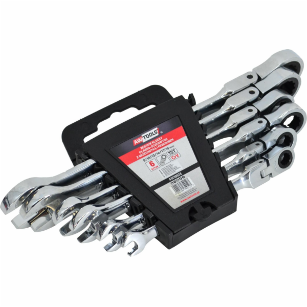 AWTOOLS SADA OTEVŘENÝCH KLÍČŮ RÁČNA 6 ks. 8-19 mm