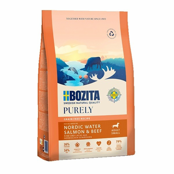 BOZITA Purely Adult Small Salmon and beef - suché krmivo ...