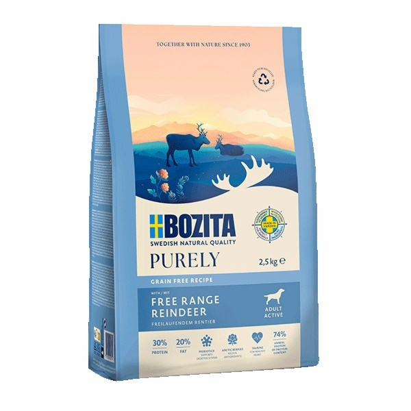 BOZITA Purely Adult Reindeer - suché krmivo pro psy - 2,5kg