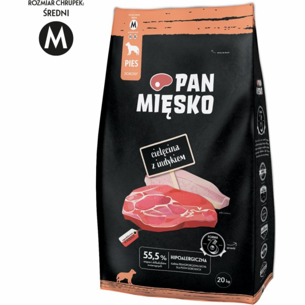 PAN MIĘSKO Cielęcina z indykiem M - suché krmivo pro psy ...