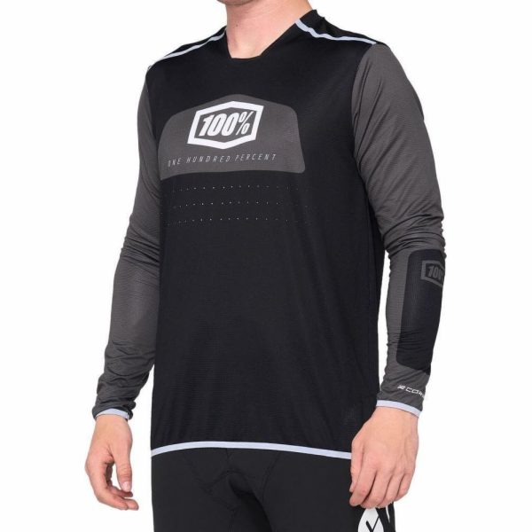 100% Pánské tričko 100% R-CORE X Jersey dlouhý rukáv čern...