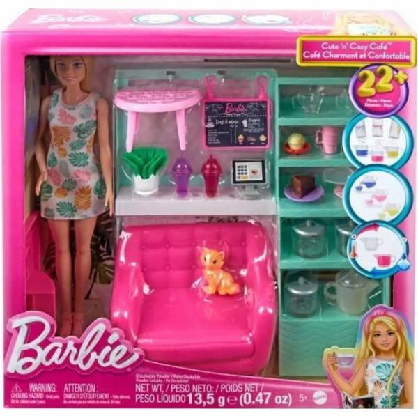 Panenka Barbie Mattel Relax v kavárně Set + panenka HKT94