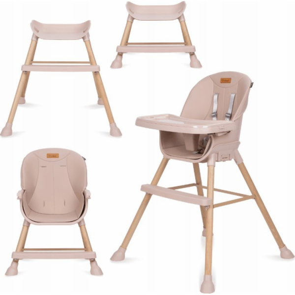 Dřevěná vysoká židle Kidwell Kidwell Eatan růžová