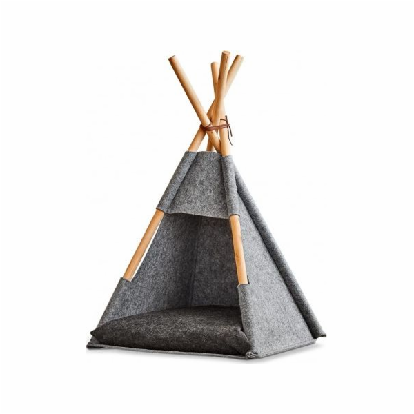Stan Zeller Teepee Cat, plsť/dřevo, šedá