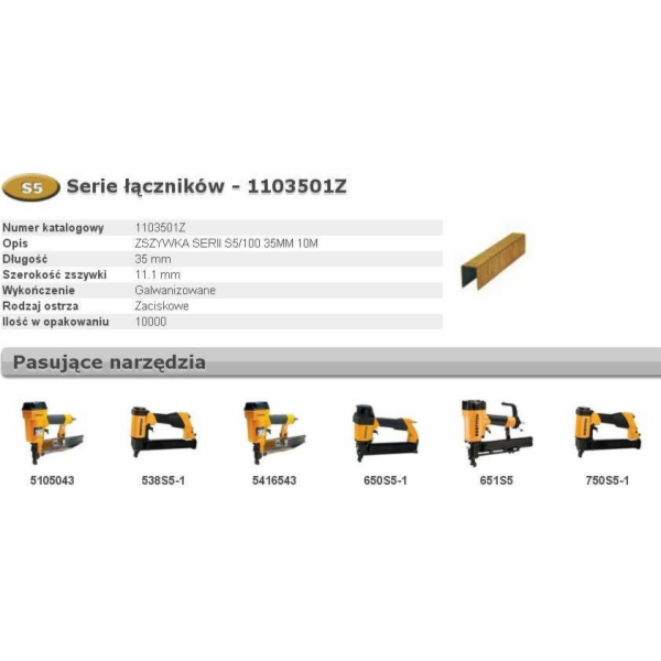 Bostitch BOSTITCH STAPLES S5 35mm 10 000 ks