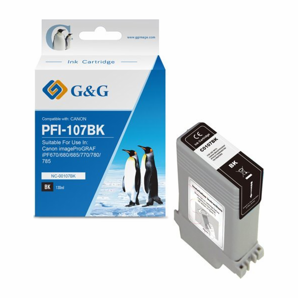Inkoust G&G kompatibilní s PFI107BK, NC-00107BK, 6705B001...