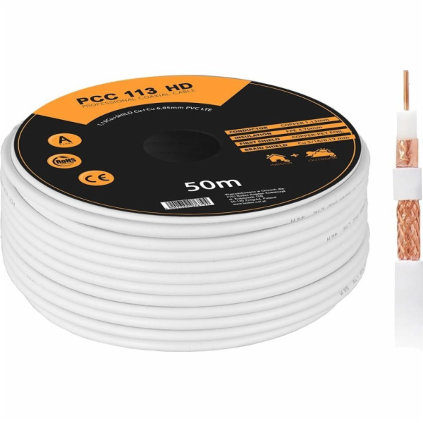 Libox koaxiální kabel RG6U PCC113-50 CU+CU+CU HD 50m LIBOX