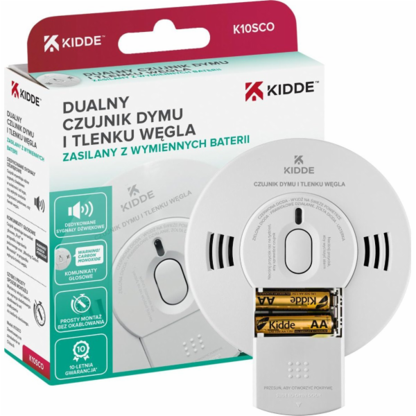 Kidde 2-v-1 detektor oxidu uhelnatého a kouře (K10SCO)