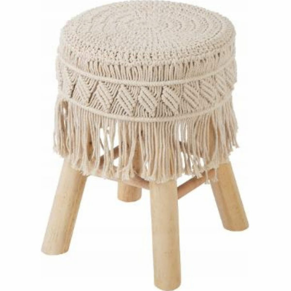 Taburetka Atmosphera Boho se sedákem makramé, výška 42 cm...