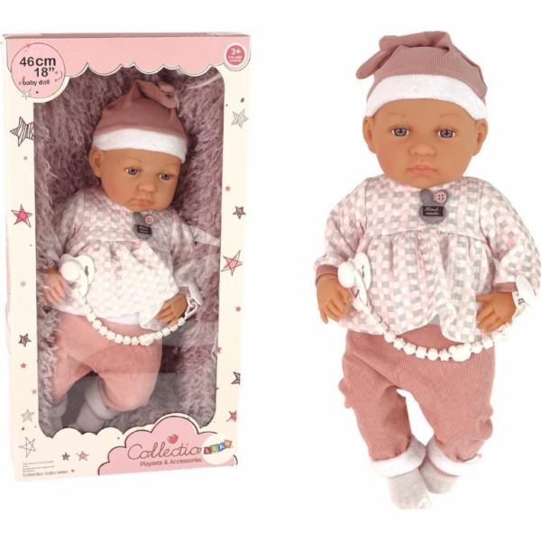 LeanToys Baby Doll 46 cm Růžová deka na dudlík Peří