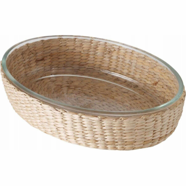 Boltze zapékací skleněná mísa OVAL + proutěný koš