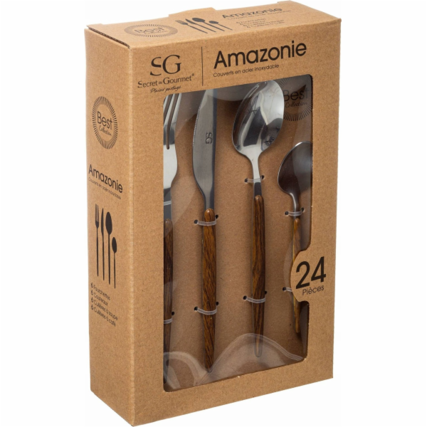 Sada příborů Secret de Gourmet AMAZONIE, 24 kusů, s dřevě...