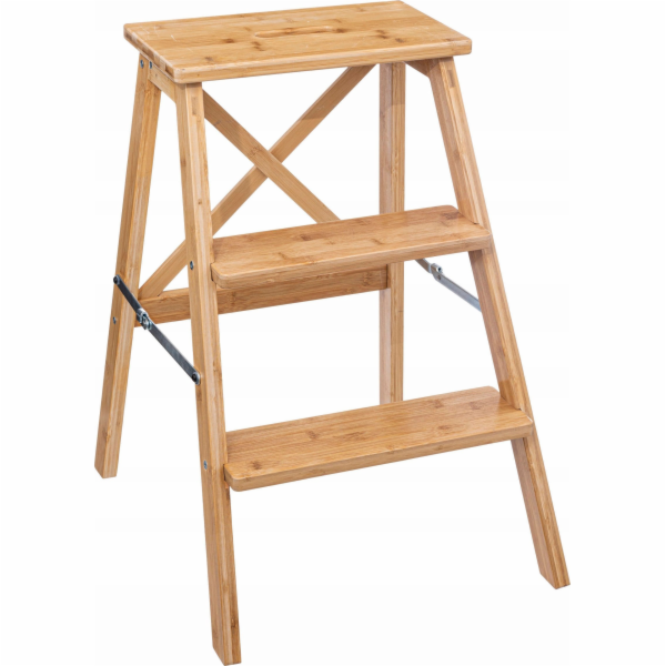 5five Skládací žebřík, nízký, bambus, 3 schody, 63,5 cm