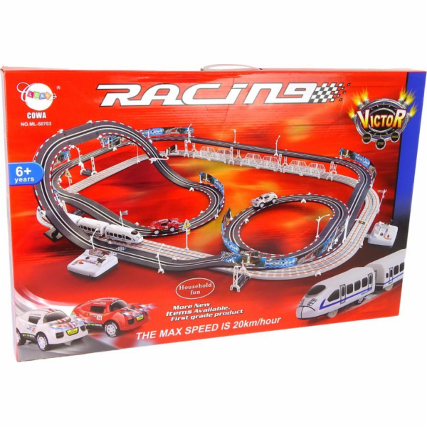 LeanToys Huge Race Track Electric Train 2v1 Racing 20 km/h