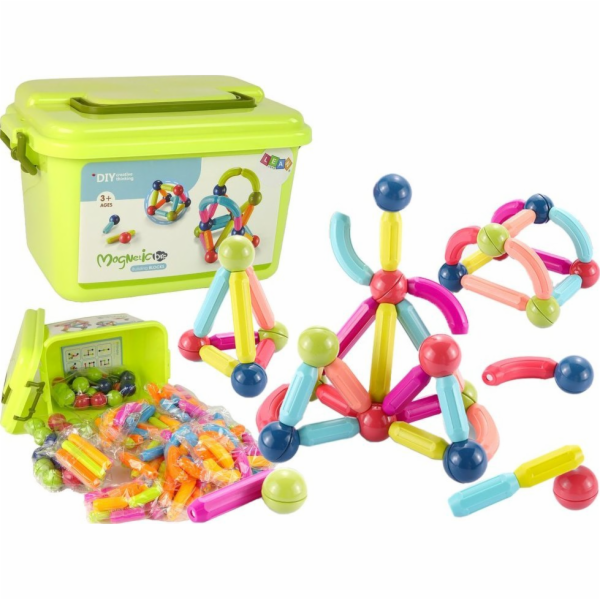 Vzdělávací krabice LeanToys Magnetické stavebnice 145 kusů