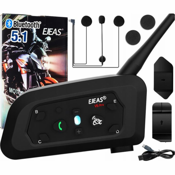 Ejeas Intercom Ejeas V6 Pro TYPE-C (sada pro 1 helmu)
