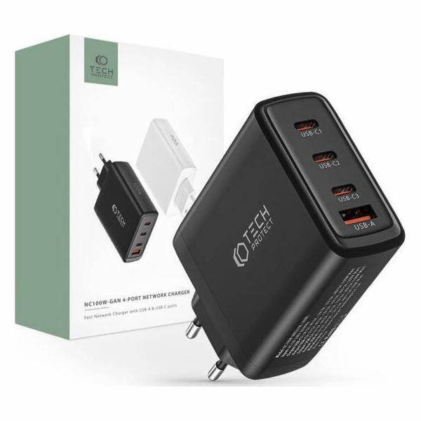 Nabíječka Tech-Protect TECH-PROTECT NC100W-GAN 4-PORTOVÁ ...