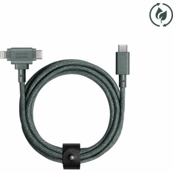 Native Union USB-C – USB-C + Lightning kabel 1,5 m zelený...