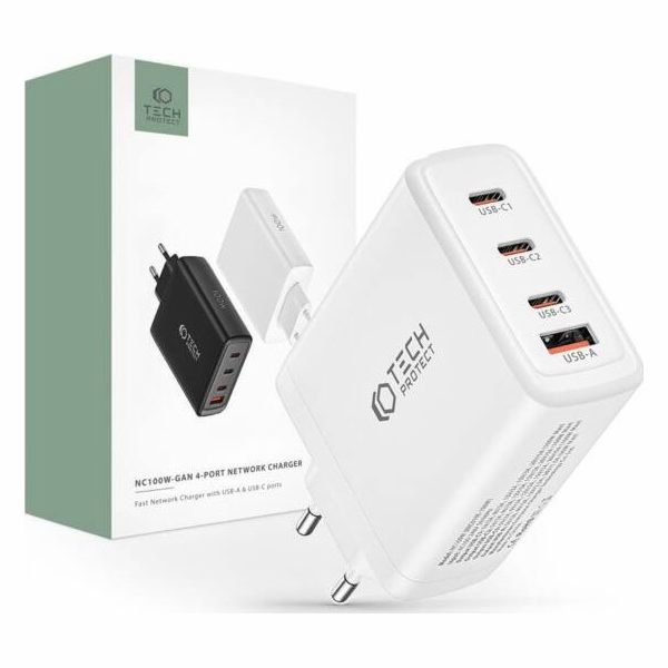 Nabíječka Tech-Protect TECH-PROTECT NC100W-GAN 4-PORTOVÁ ...