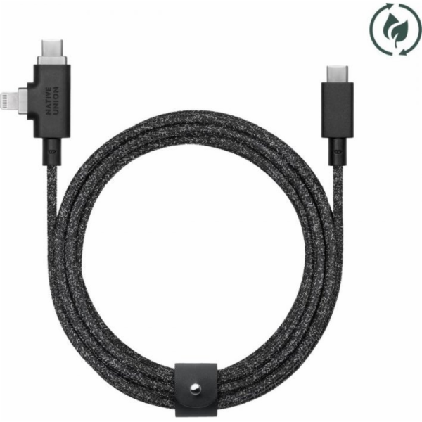 Native Union USB-C – USB-C + Lightning kabel 2,4 m černý ...