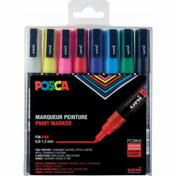 Posca Uni-Ball PC-3M, vícebarevný, vícebarevný, 8 barev, ...