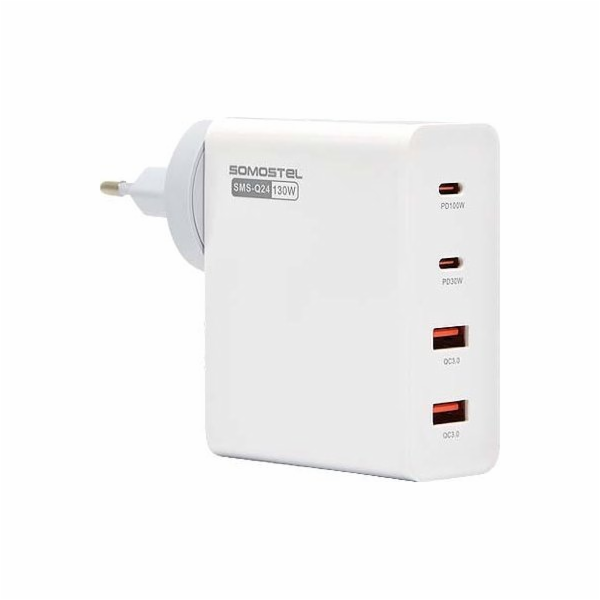 Nabíječka Vega 130W GaN BÍLÁ SÍŤOVÁ NABÍJEČKA SOMOSTEL PO...